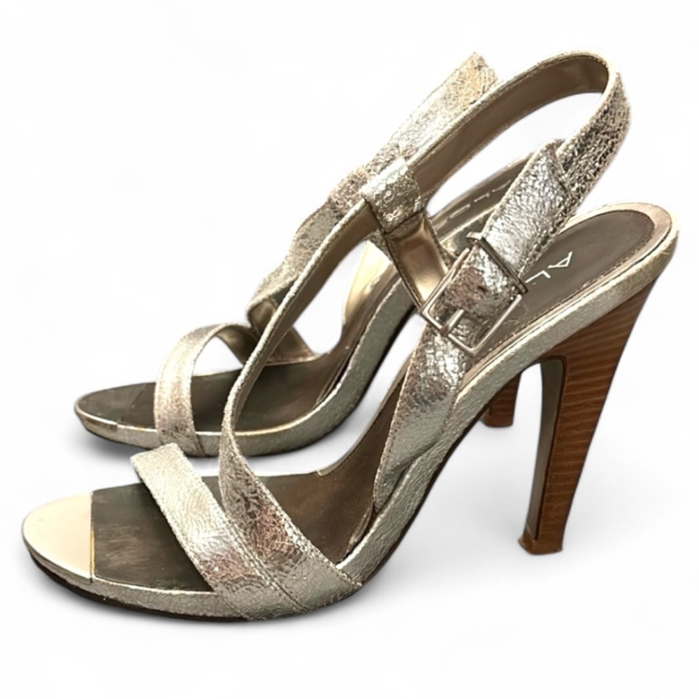 Aldo Silver Stiletto Heels with Ankle Strap